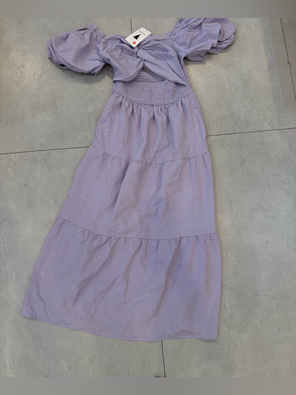NWT ZESICA Lavender Puff Sleeve Smocked Midi Dress